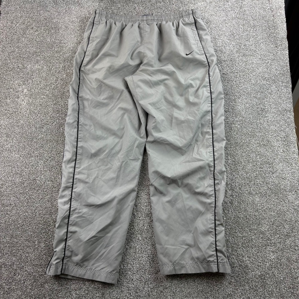 Vintage Nike Track Pants Mens 2XL Grey Nylon Mesh Lined Baggy Windbreaker Piping